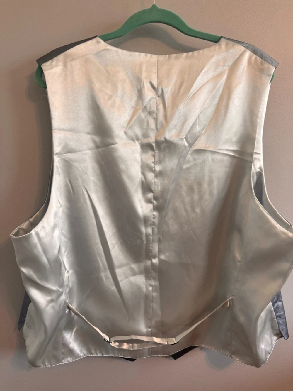 BIAGIO Collection Silver Satin Men's Vest - Classic Button Front 100% Silk 2XL